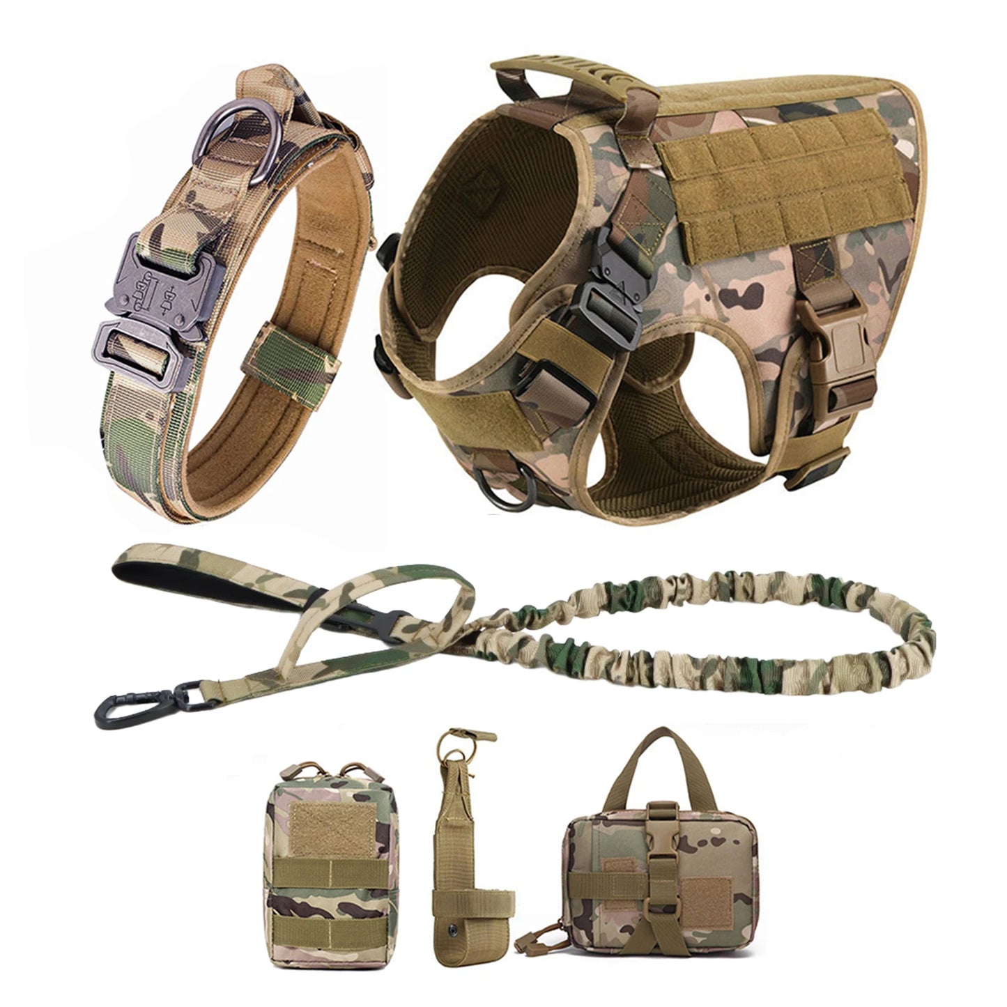Nylon Tactical Dog Harness With Molle Pouches