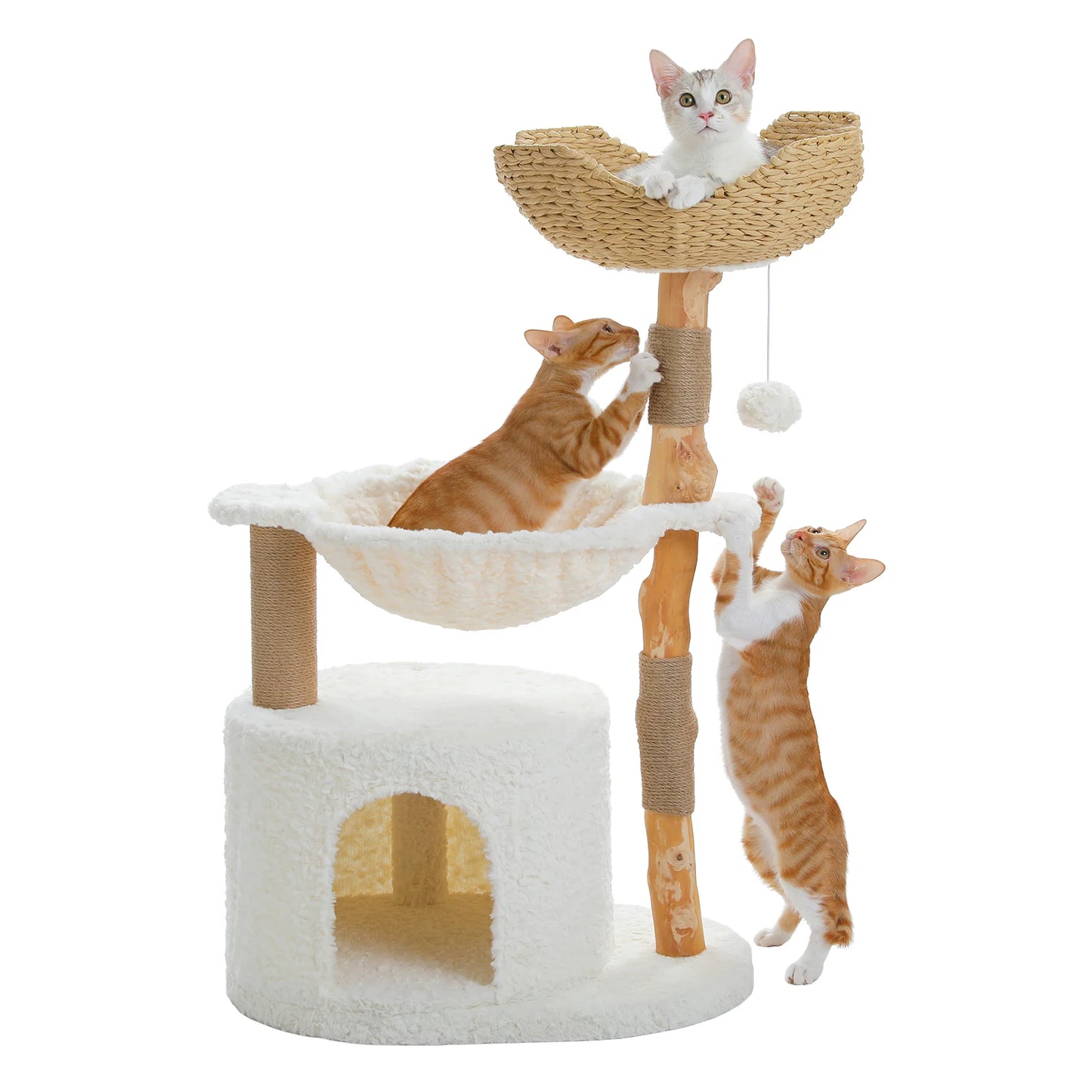 PAWZ Road Modern Cat Tree Tower With Natural Wood Scratching