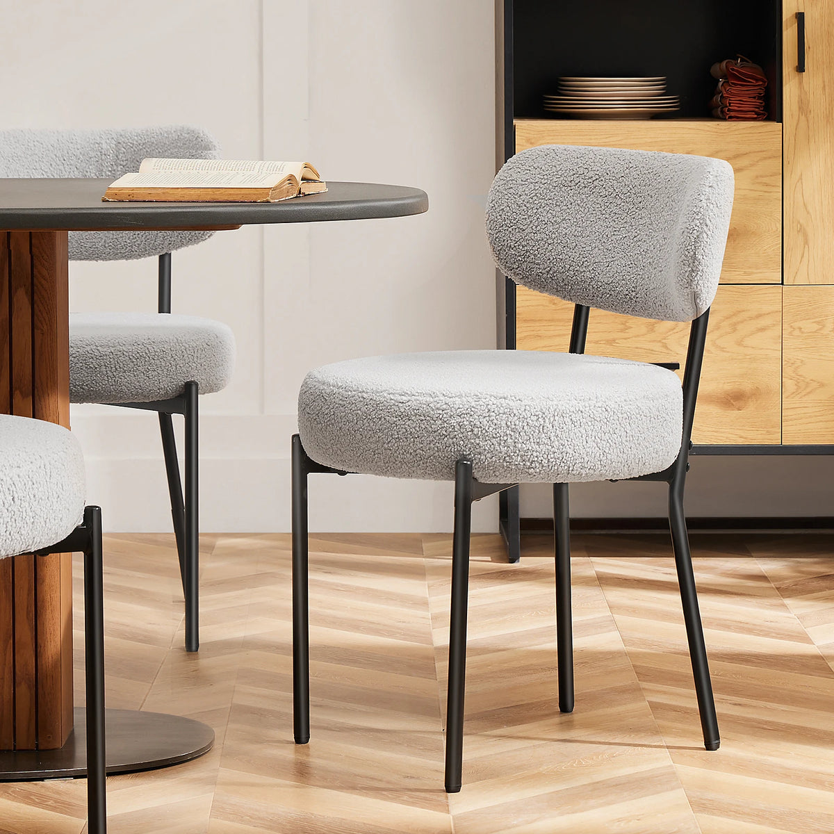 JHK Set Of 2 Ergonomic Round Dining Chairs