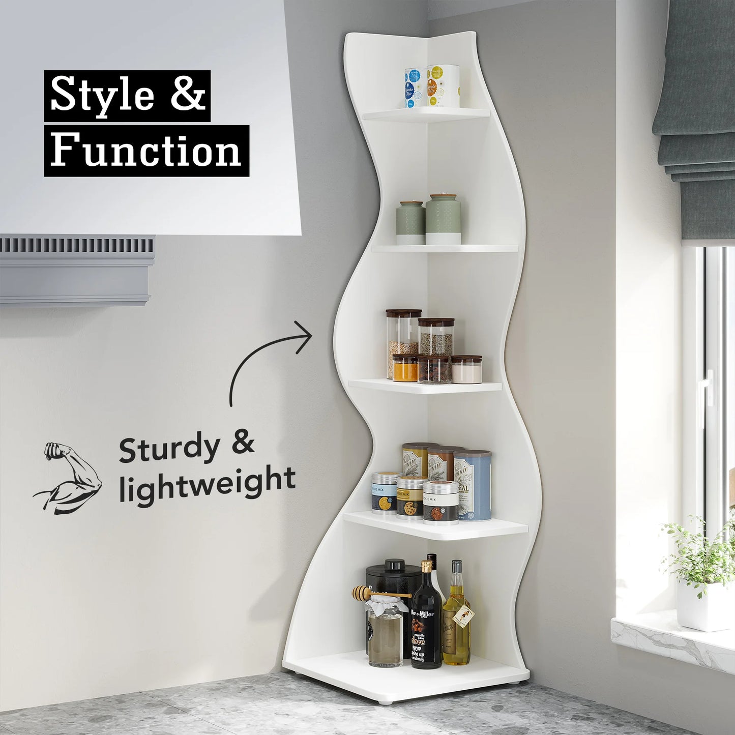 Tribesigns 5 Tier Corner Shelf Wall Bookcase Plant Stand