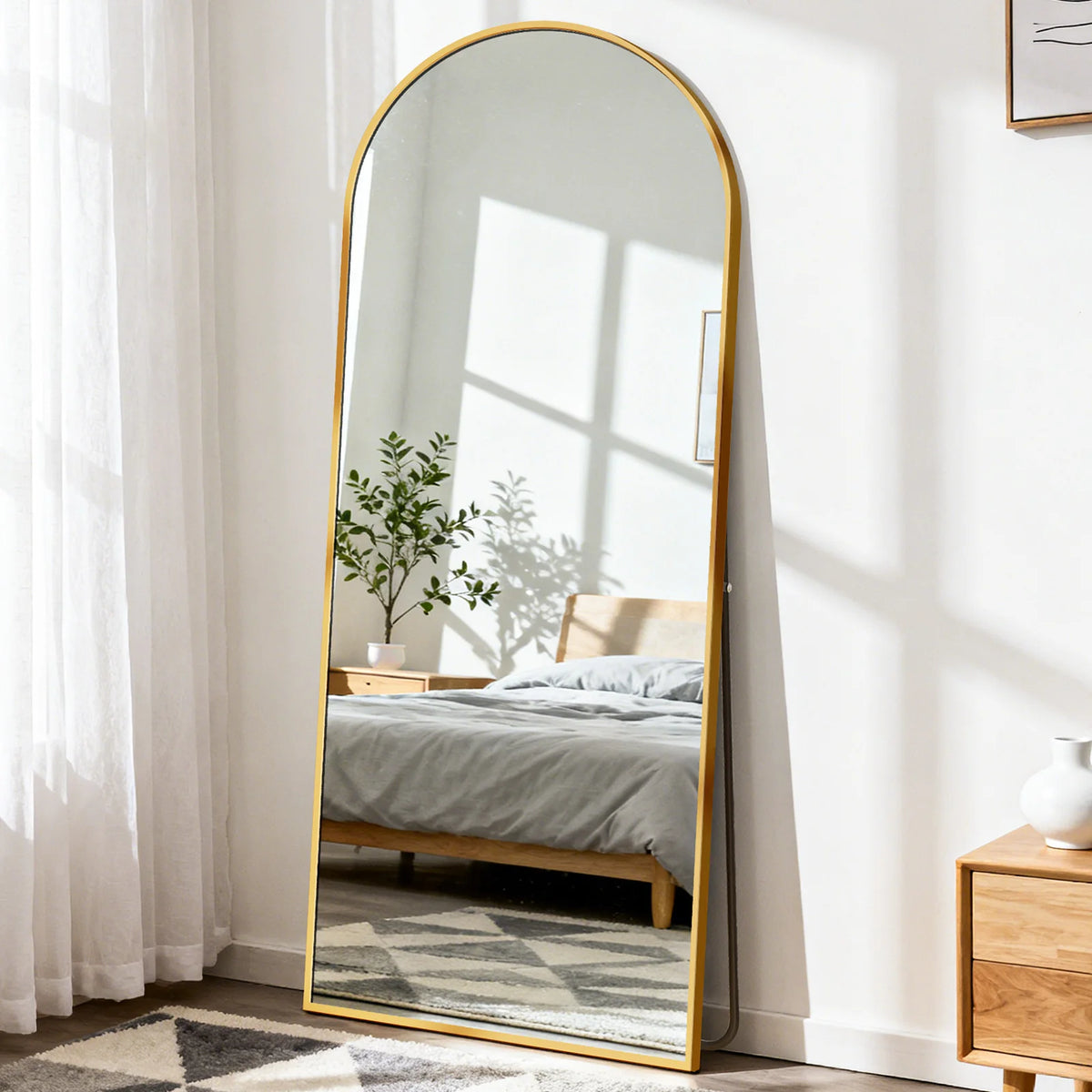 JHK Full Length Mirror With Aluminum Frame And Stand