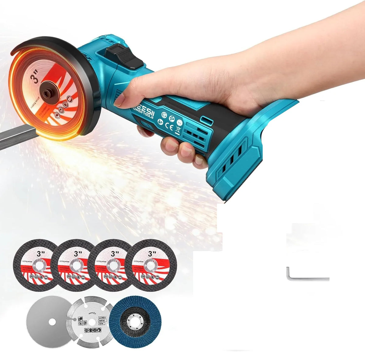 SEESII Cordless Brushless Angle Grinder Tool