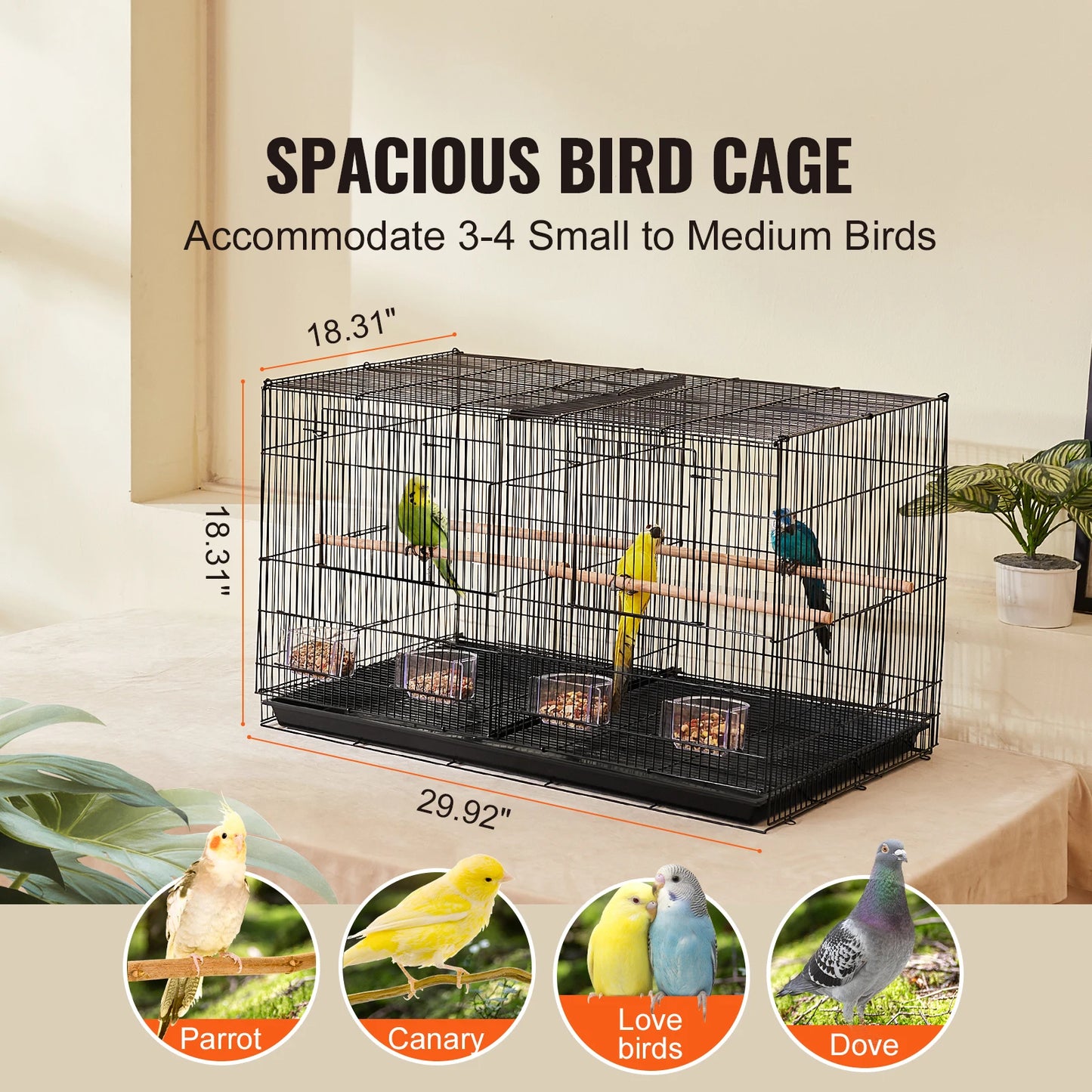 SucceBuy Stackable Divided Bird Cage With Handle