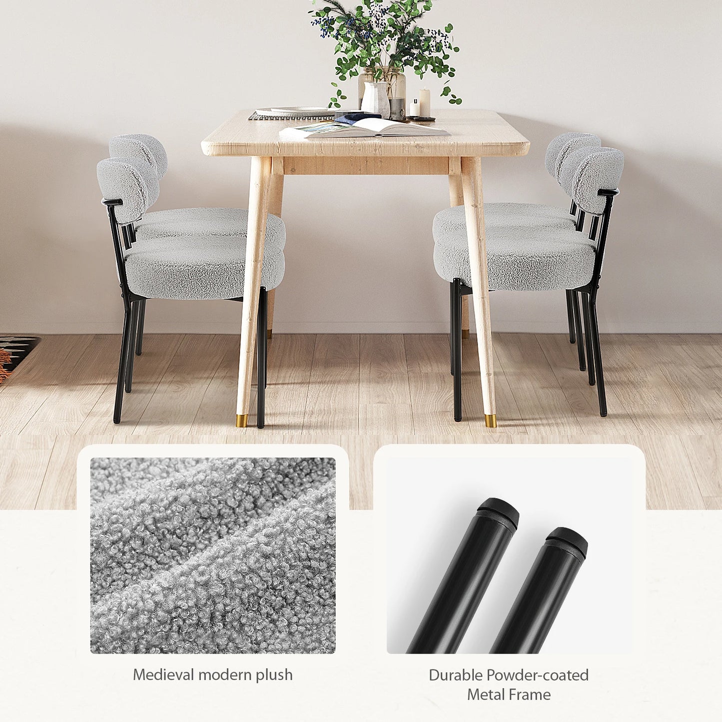 JHK Set Of 2 Ergonomic Round Dining Chairs