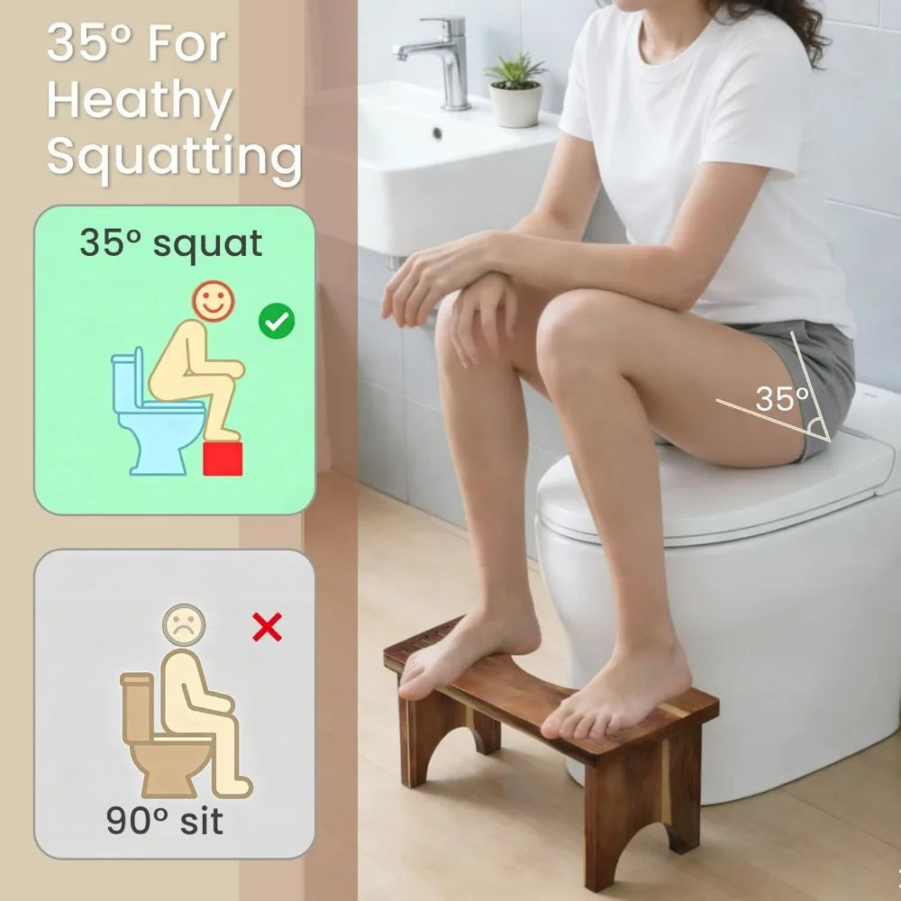 XIUWO Acacia Wood Foldable Squat Stool Non Slip For Adults