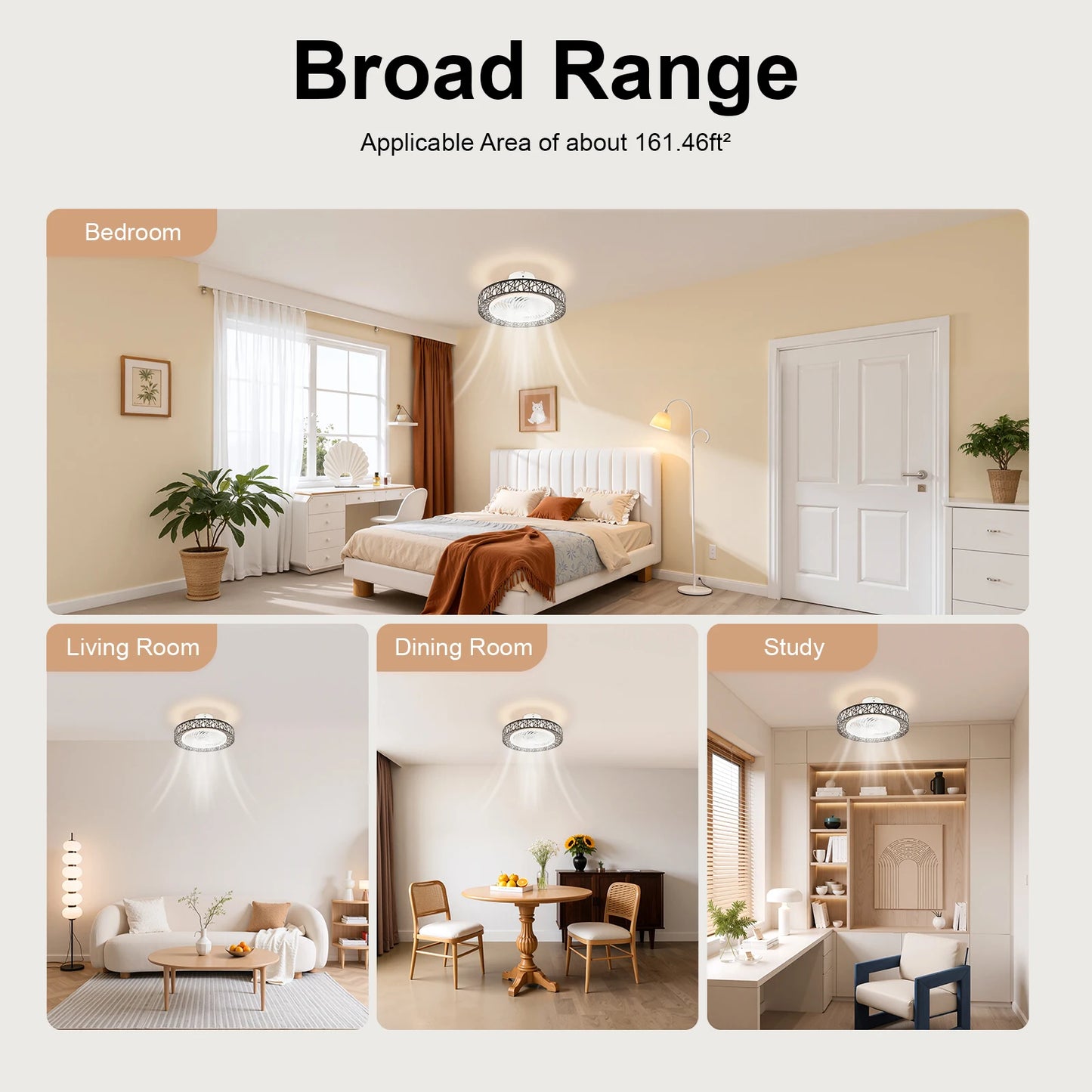 Ceiling Fan Light With Remote Control, Quiet Operation