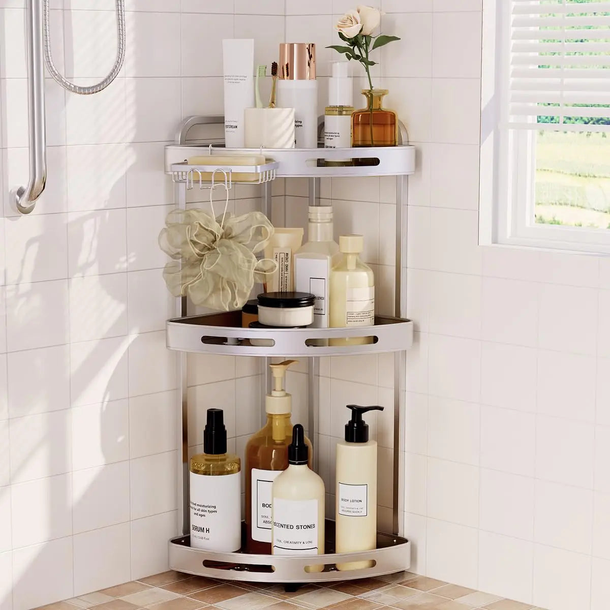 Three-Tier Corner Shower Organizer Rust-Resistant Soap Dish