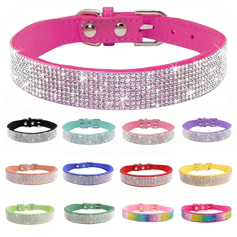 Crystal Rhinestone Dog Collar With Zinc Alloy Buckle