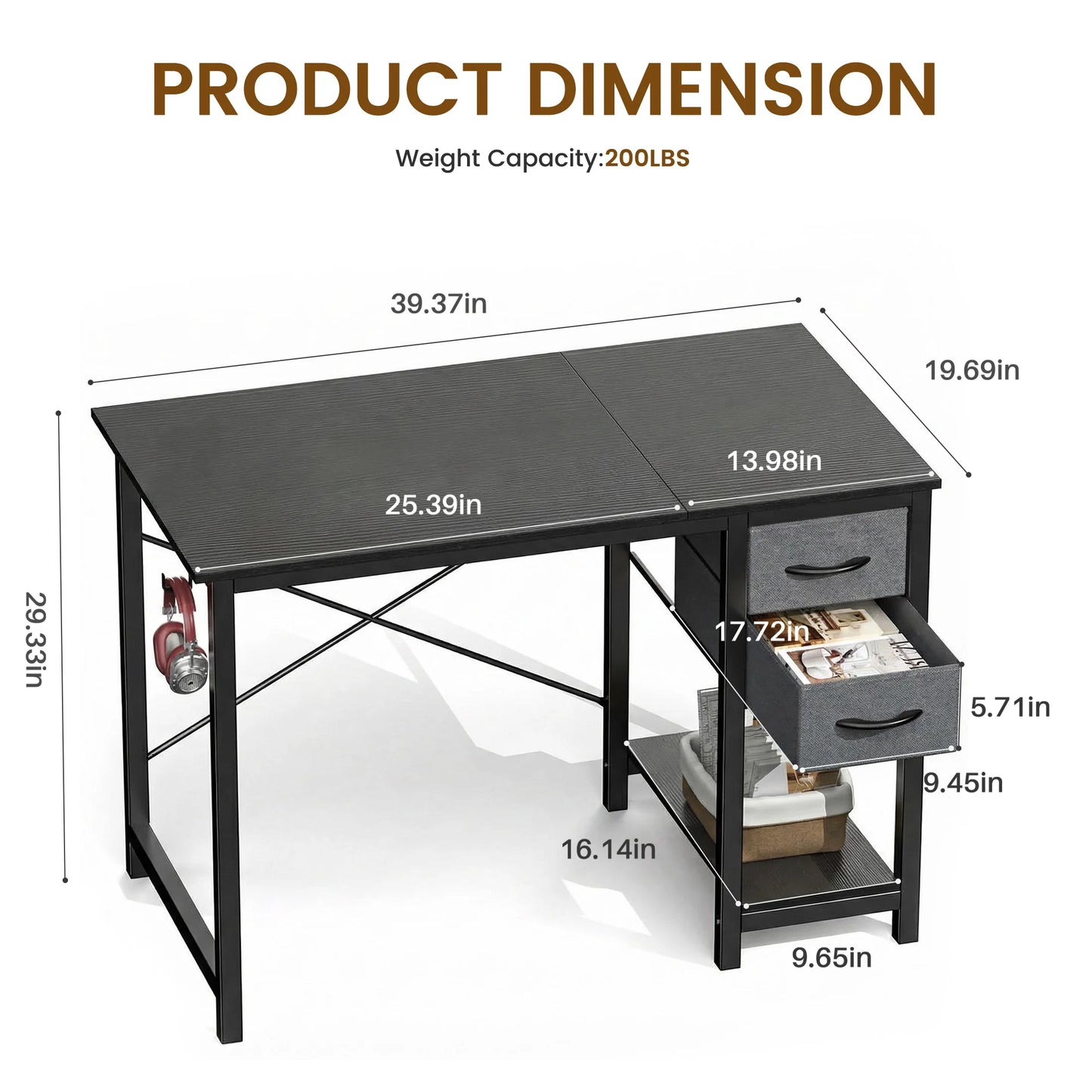 MCQ Standing Office Desk With Drawers And Hooks