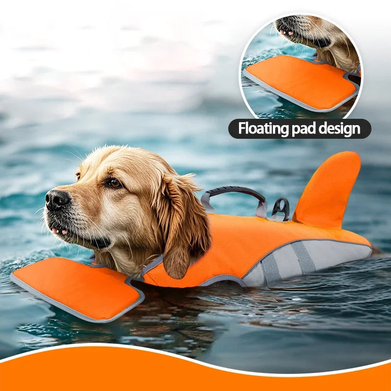 Dog Swimming Life Jacket Shark Fin Design For Safe Play