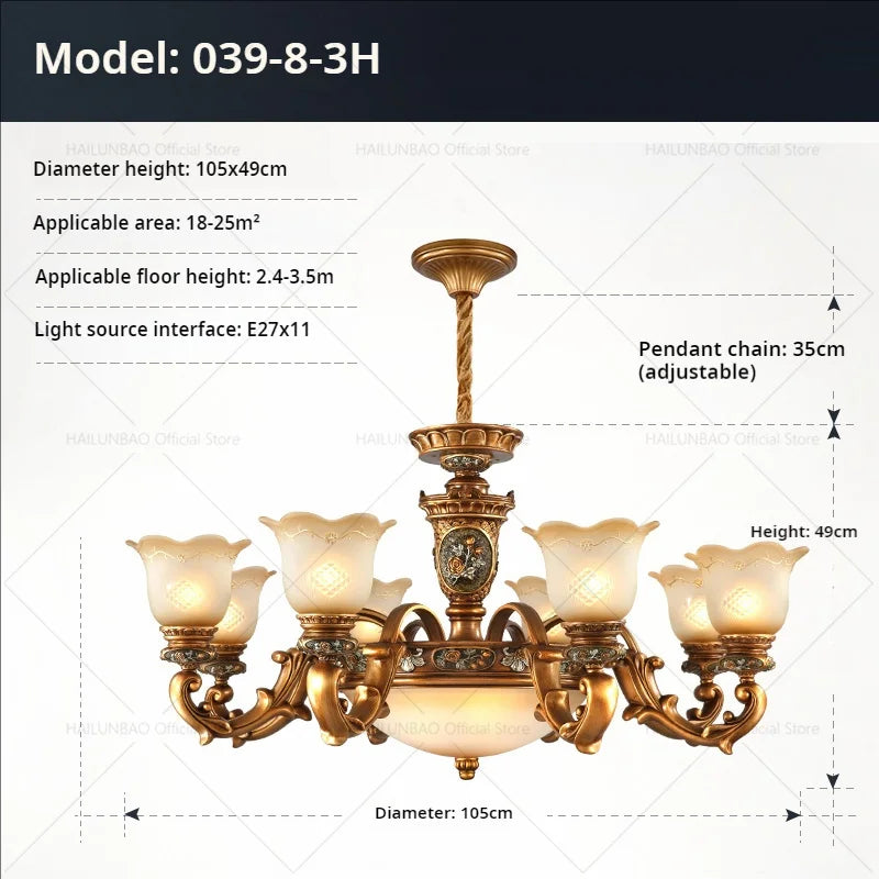 HAILUNBAO European Retro Atmospheric Chandelier Pendant Lamp