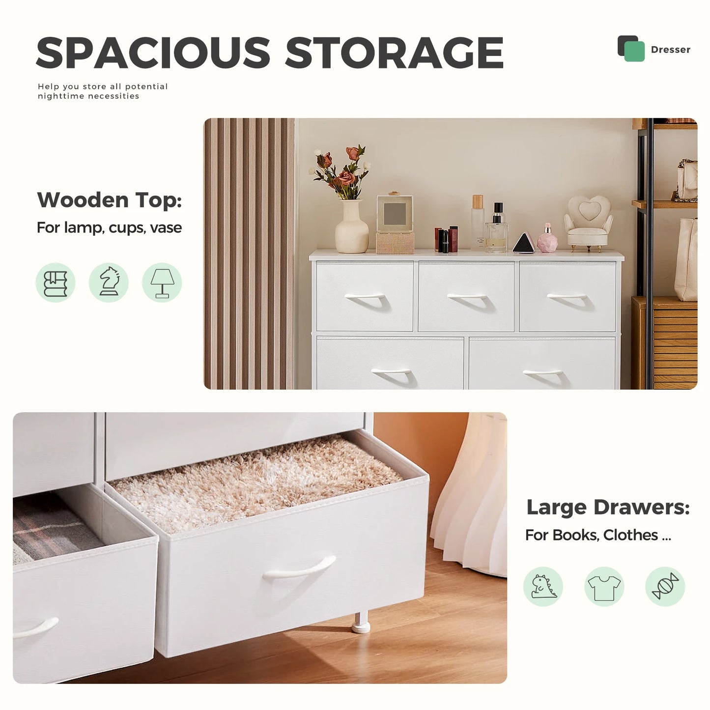 JHK Bedroom Wardrobe Storage Cabinet With Drawers