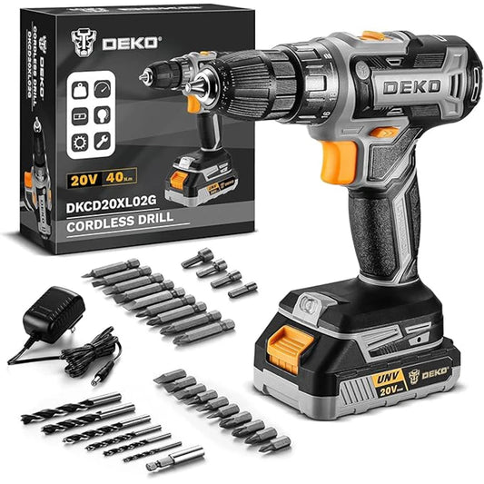 DEKO Cordless Drill Driver Kit With Battery Charger