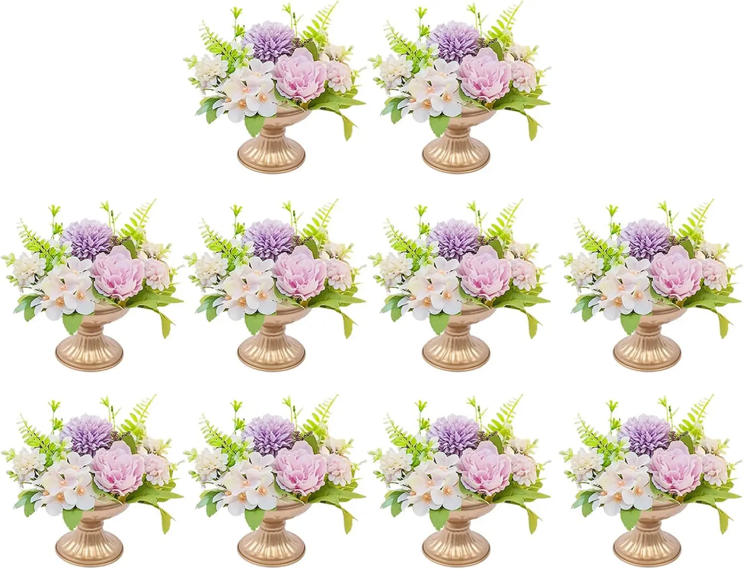 Gold Flower Vases 10 Piece Set For Wedding Centerpieces
