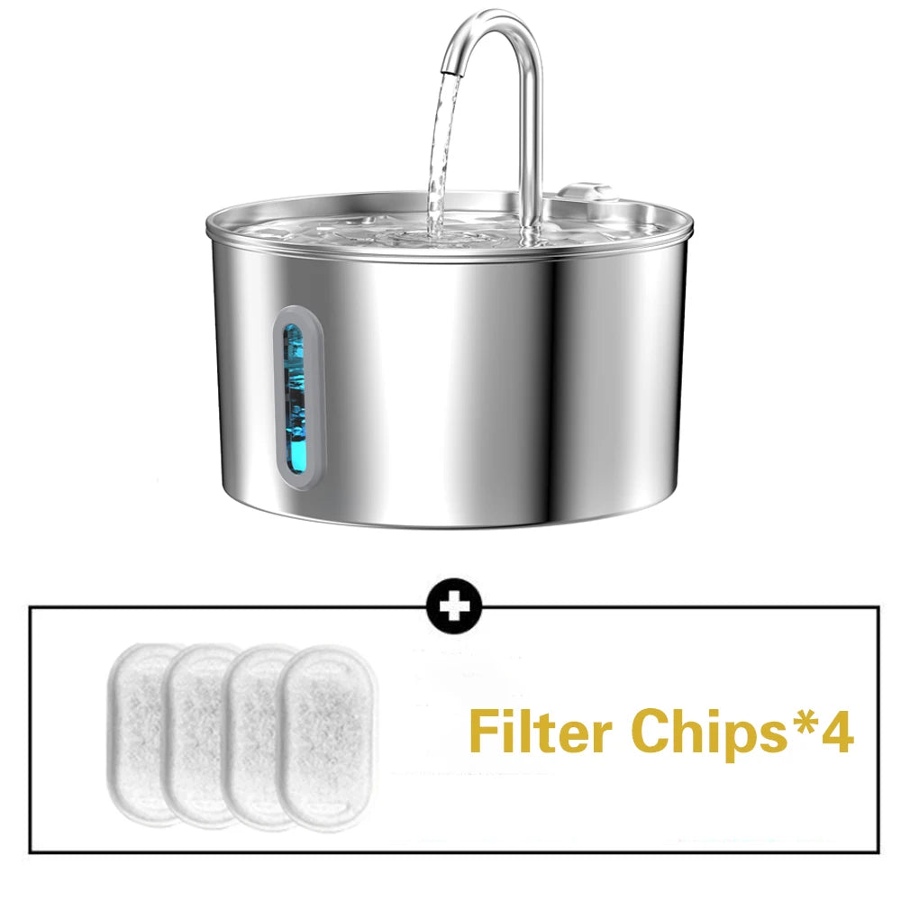 Silent Stainless Steel Pet Water Fountain For Cats And Dogs