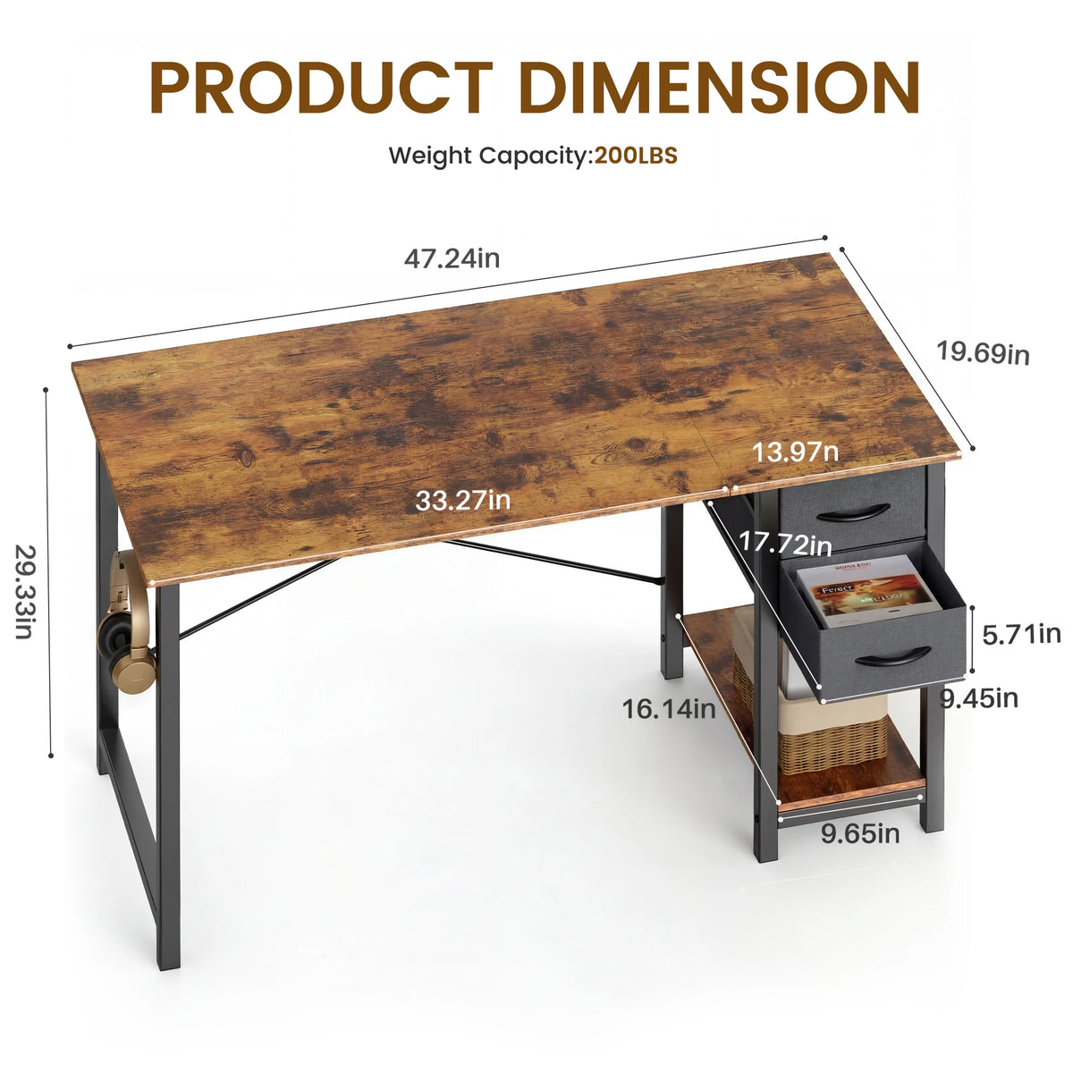 MCQ Standing Office Desk With Drawers And Storage