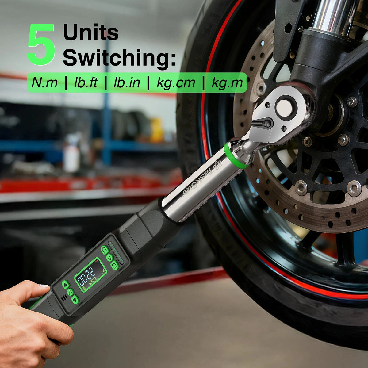 TaskStar Digital Torque Wrench With Dual Alarm And Adapters