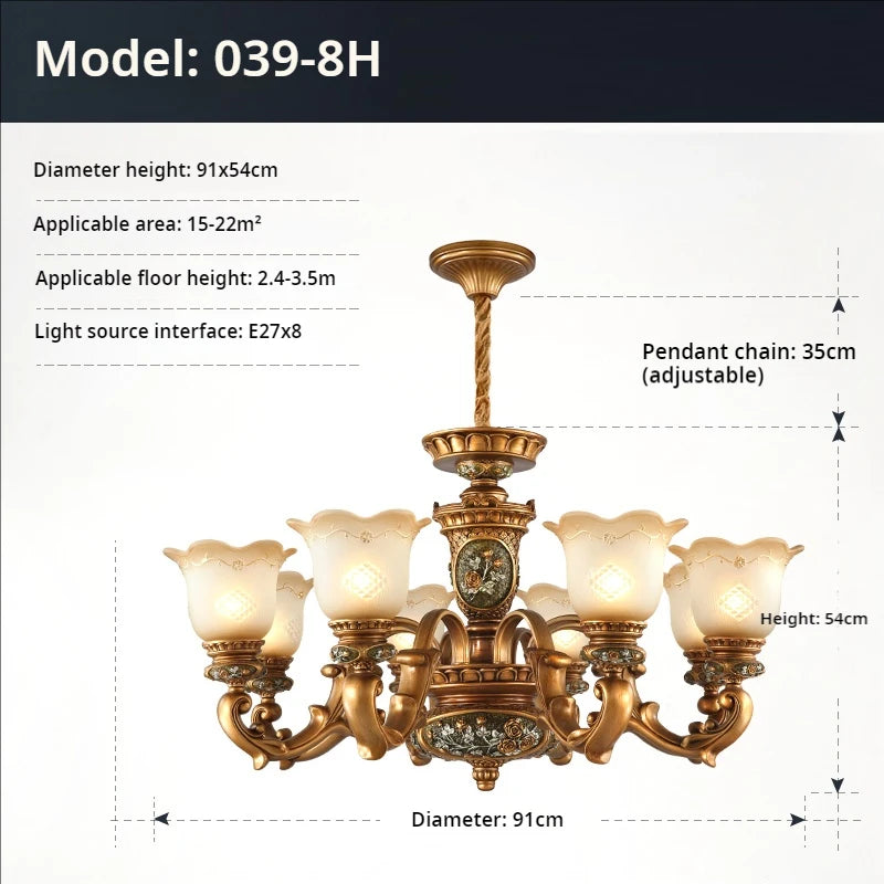 HAILUNBAO European Retro Atmospheric Chandelier Pendant Lamp