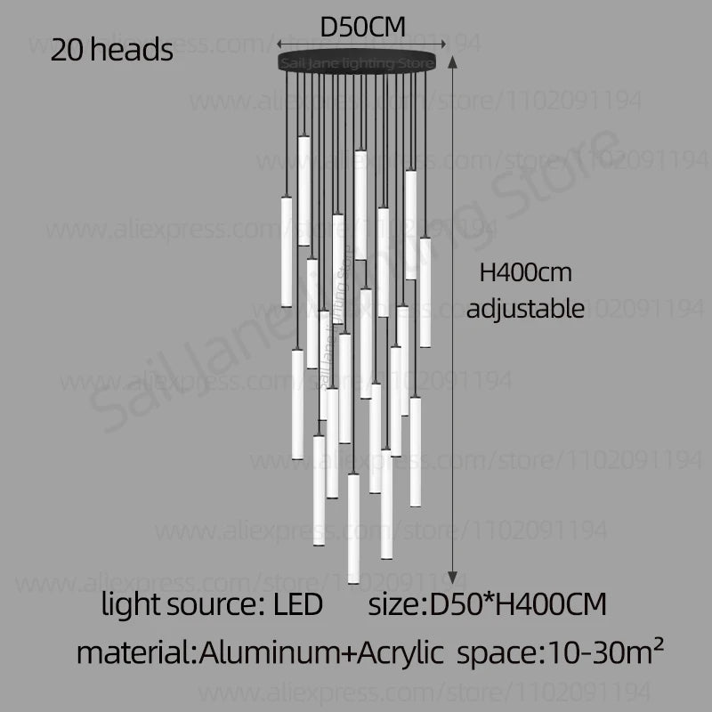 CAMPEGGI LED Long Line Chandelier Staircase Pendant Lamp