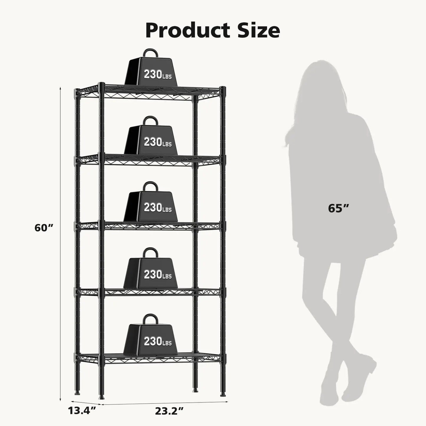 JHK Heavy Duty Metal Wire Storage Shelves Adjustable