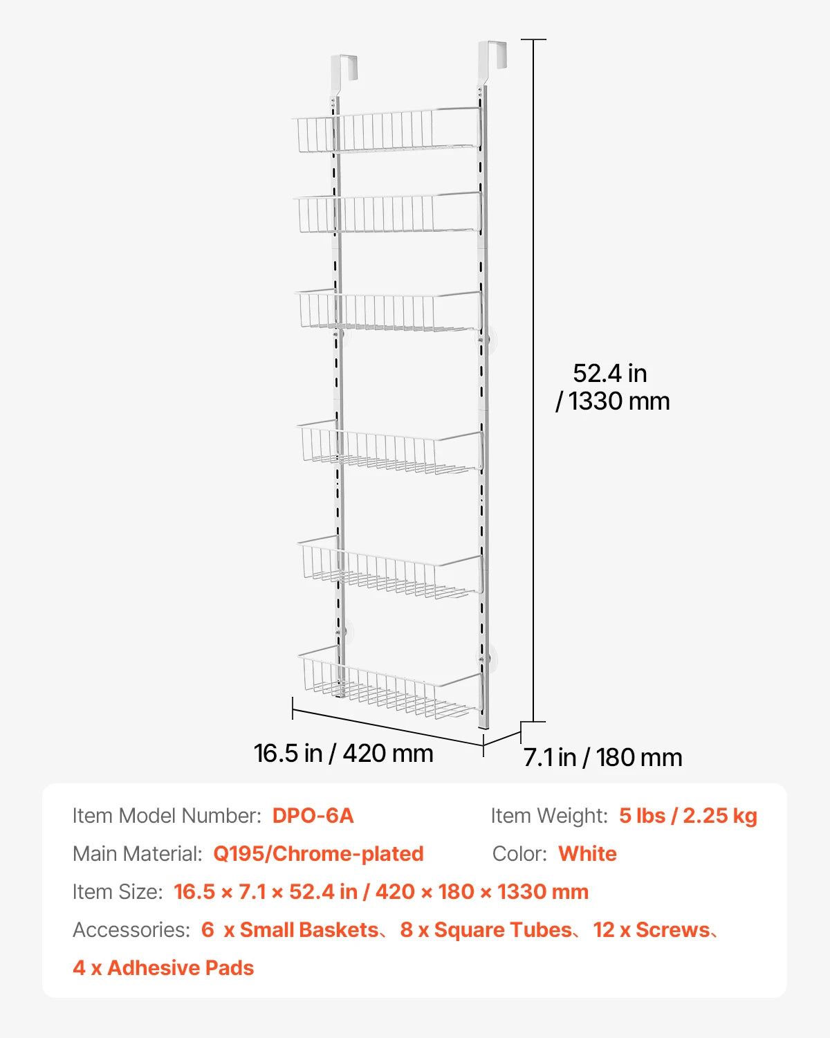 SucceBuy Adjustable Over The Door Pantry Rack