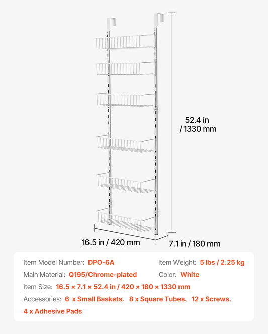 SucceBuy Adjustable Over The Door Pantry Rack