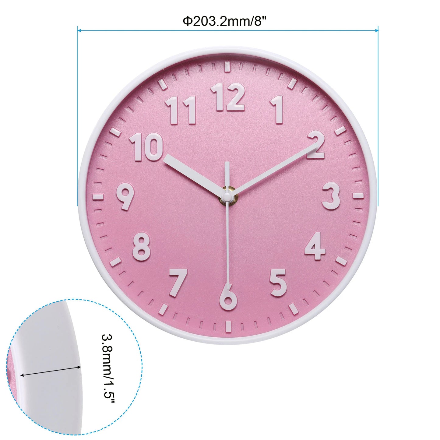 UXCELL Wall Clock 3D Numbers Silent Quartz Battery Operated