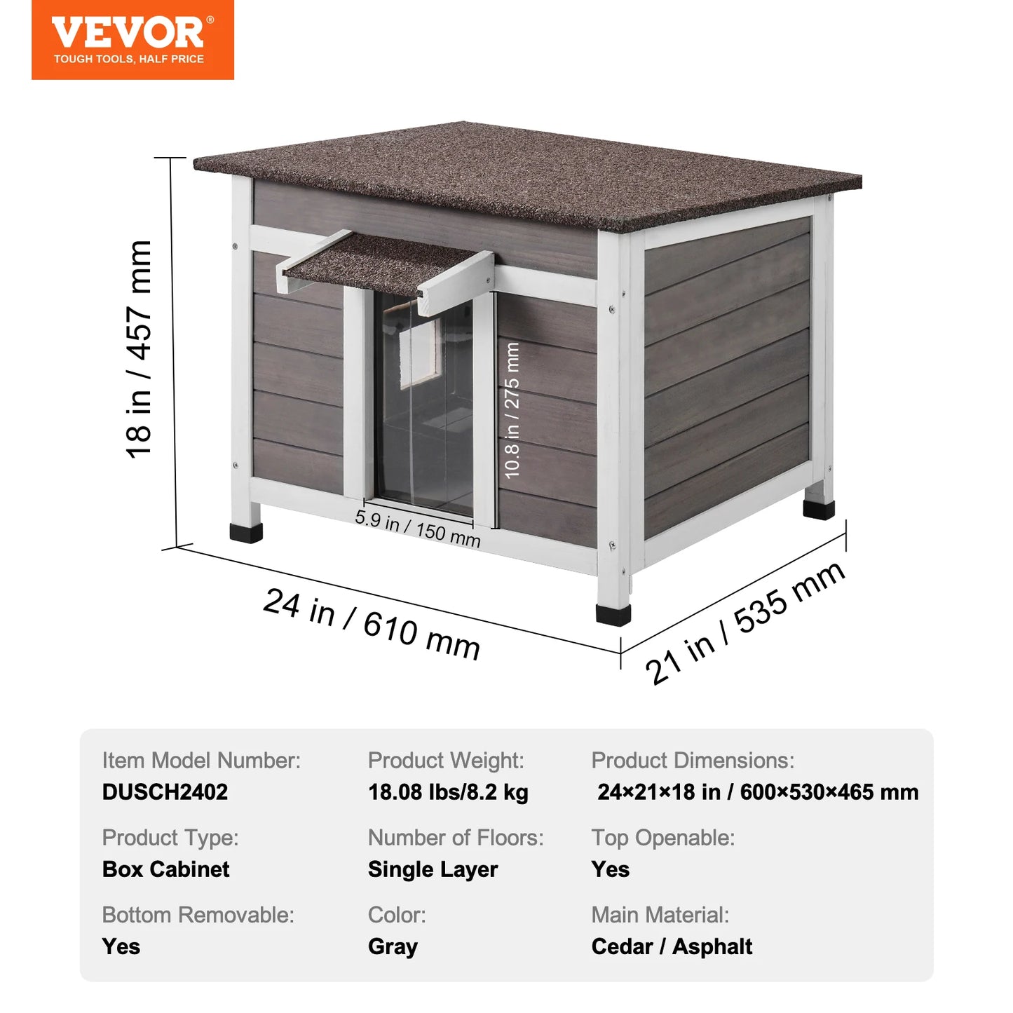 SucceBuy Outdoor Cat House Weatherproof Wooden Shelter