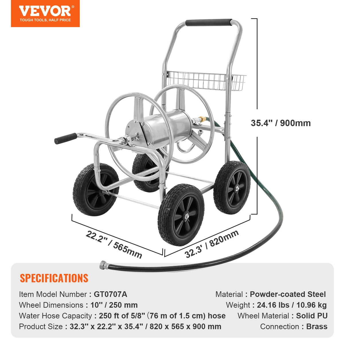 SucceBuy Heavy Duty Garden Hose Reel Cart for Yard Use