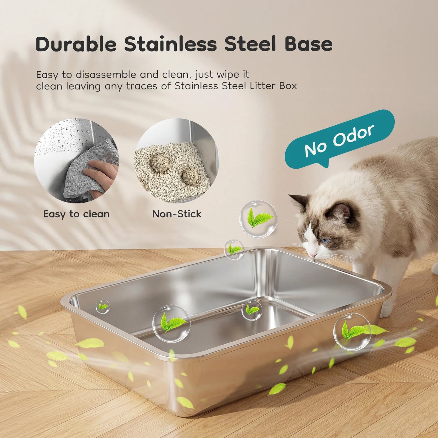 Stainless Steel Fully Enclosed Cat Litter Box For Large Cats