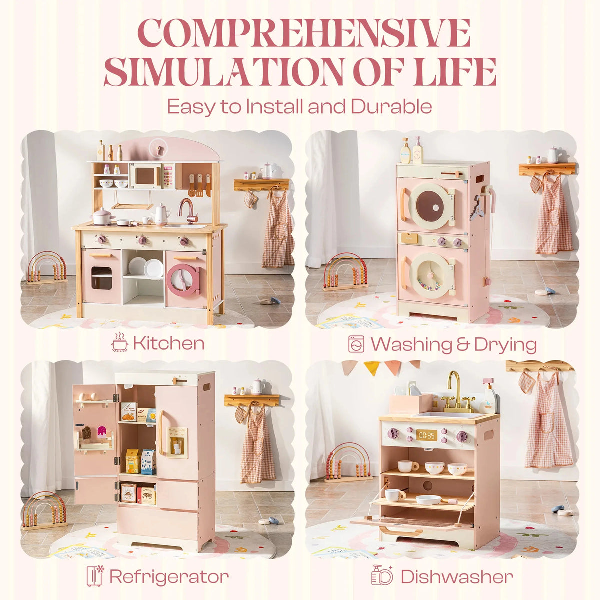 Robud Wooden Kids Play Kitchen Set With Appliances