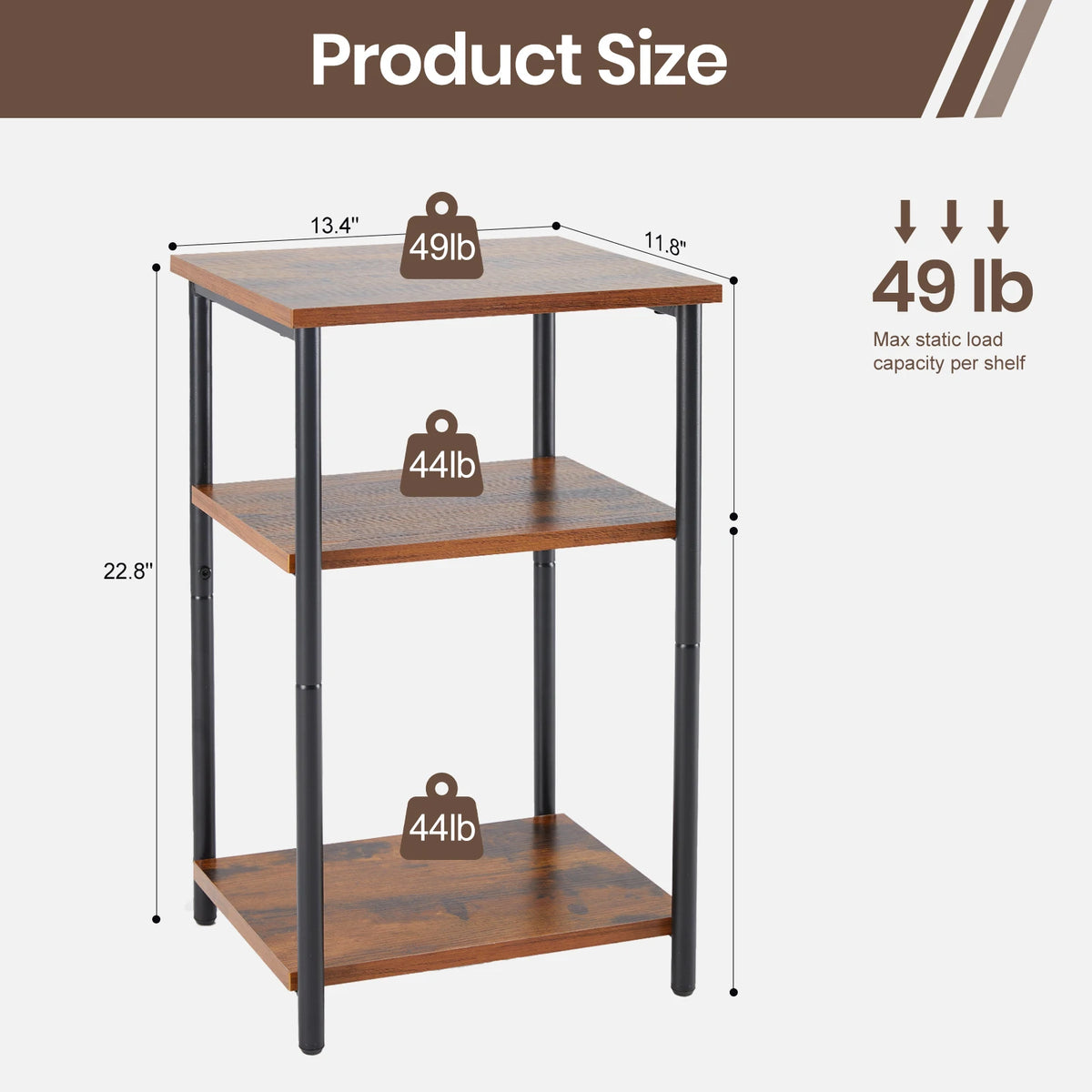 JHK Modern Metal End Table with Adjustable Feet