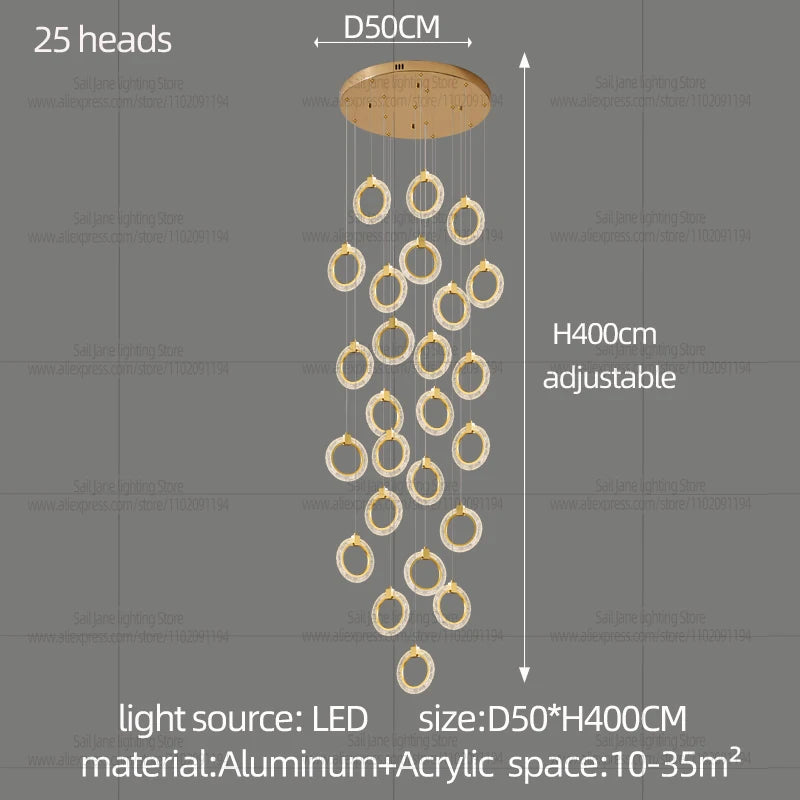 Campeggi LED Circular Chandelier Pendant Light Living Room