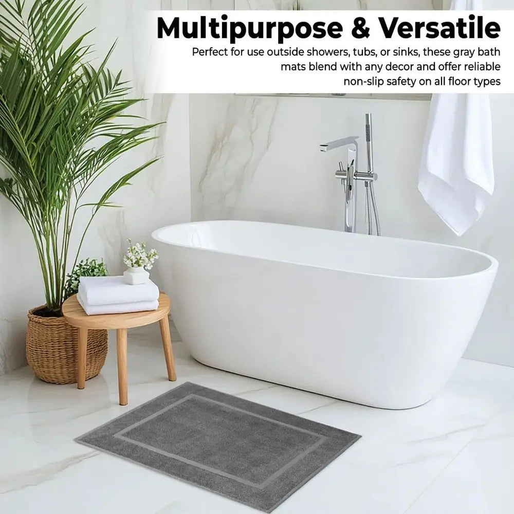 Bath Mat Set Cotton Absorbent Spa Shower Mats Pack 2