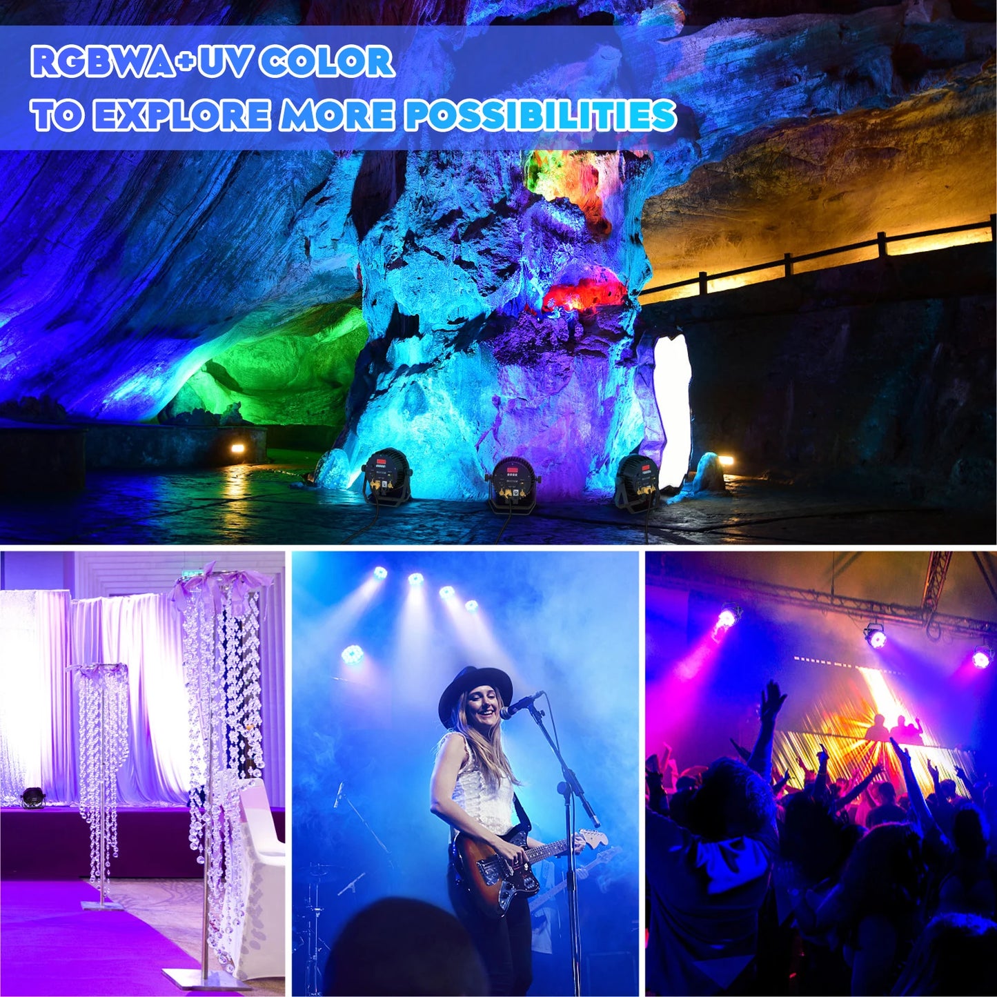 U'King 6in1 RGBWA UV LED Par Light DMX512 DJ Stage