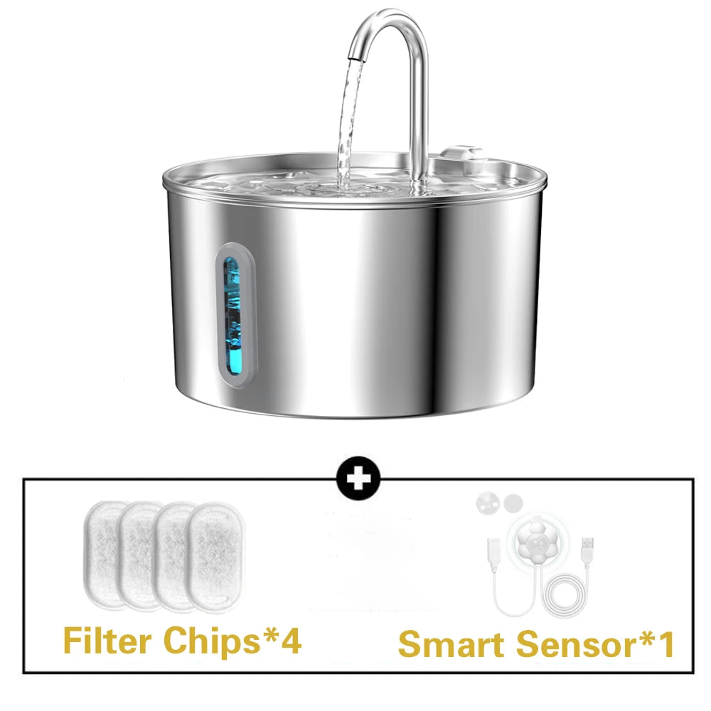 Silent Stainless Steel Pet Water Fountain For Cats And Dogs
