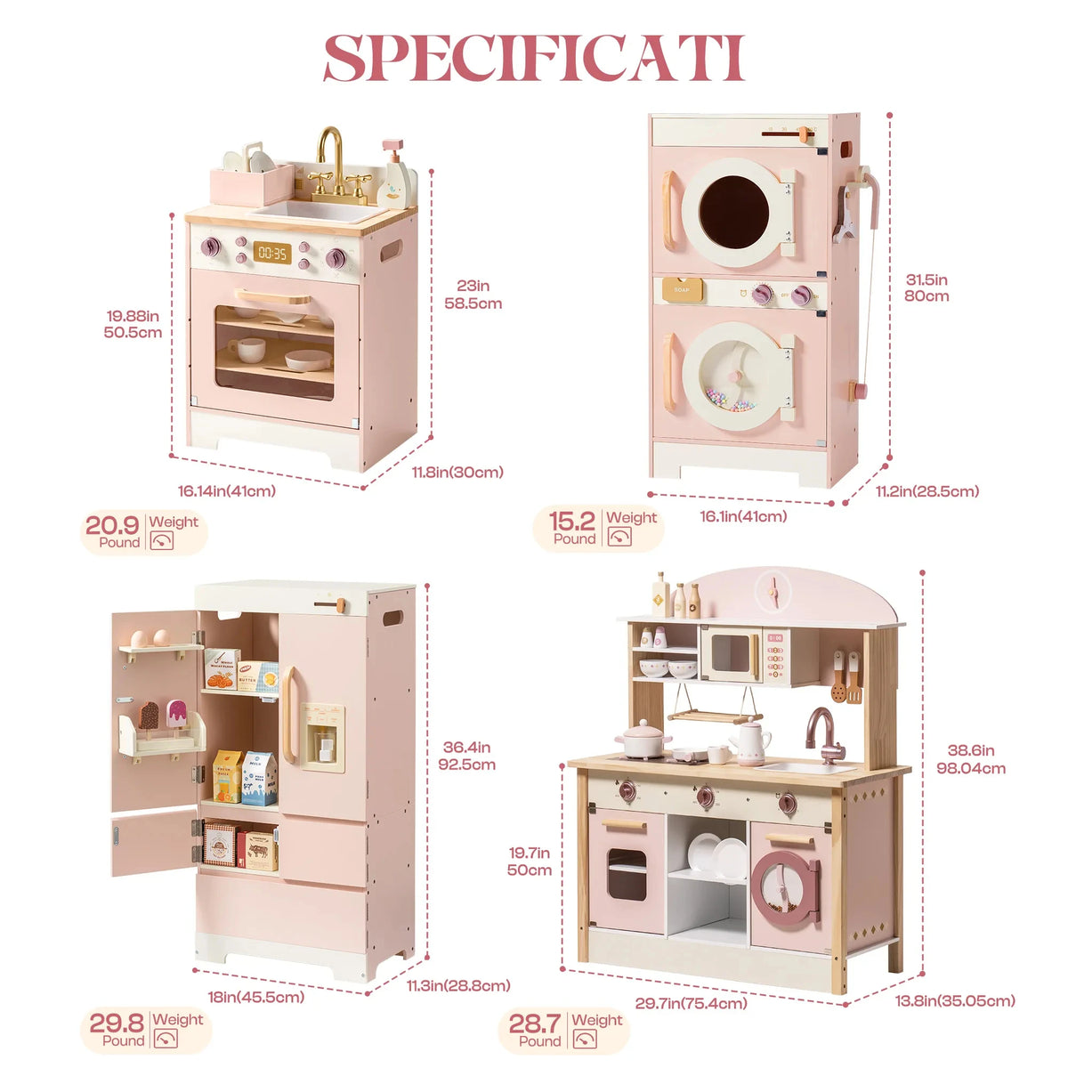 Robud Wooden Kids Play Kitchen Set With Appliances