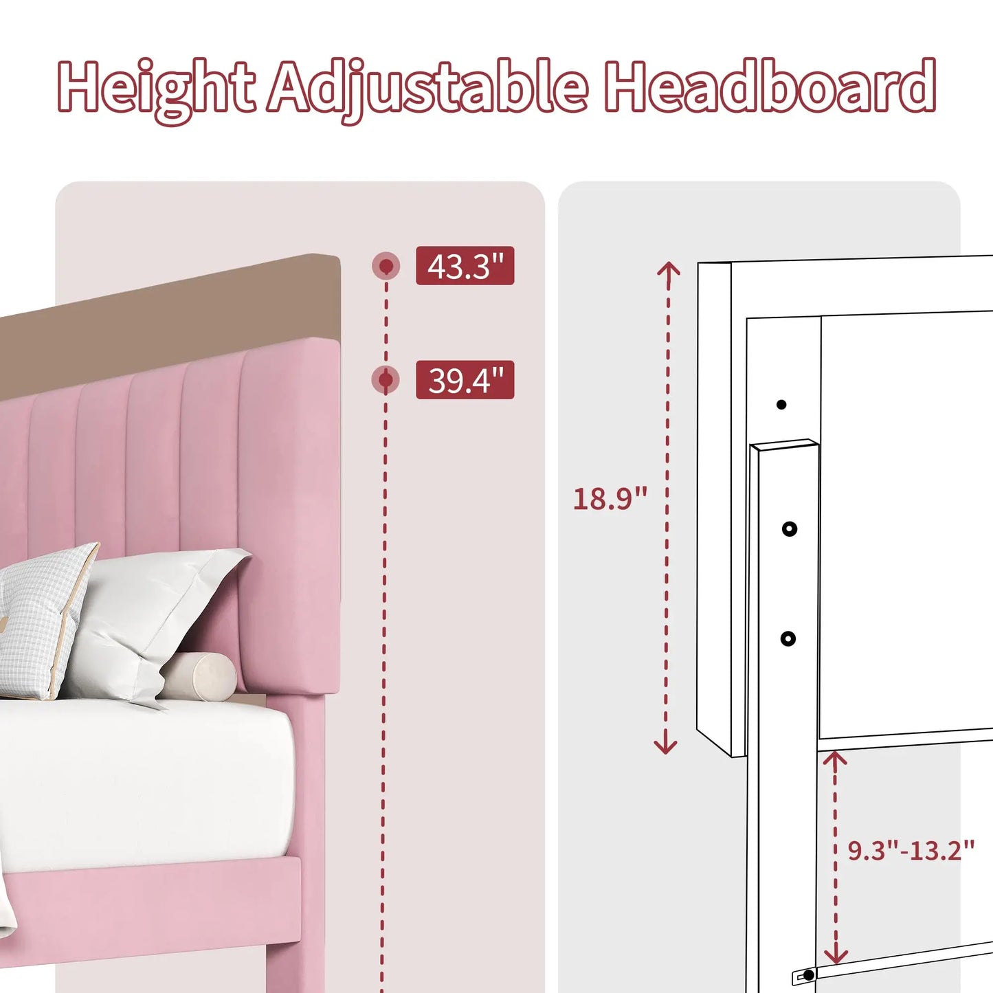 HiMISS Upholstered Platform Bed Frame With Wood Slats