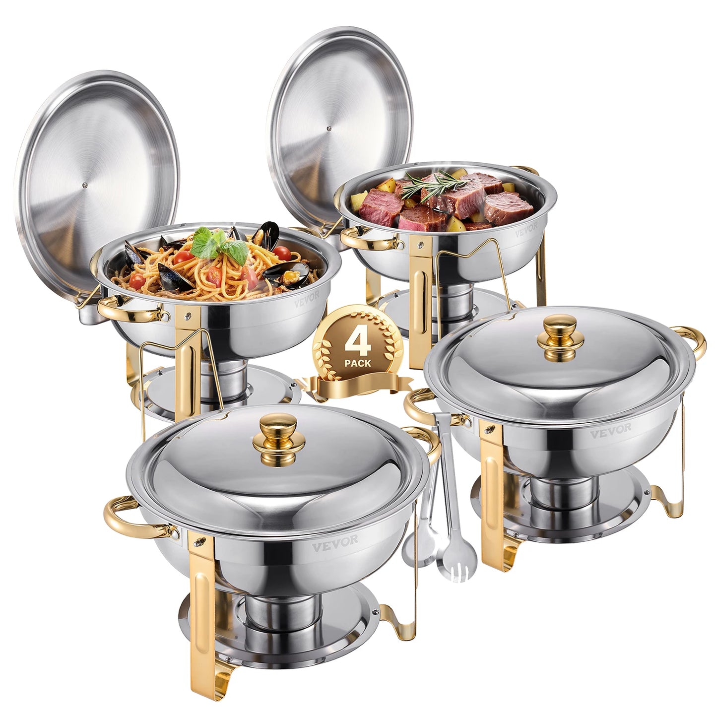 SucceBuy Four Pack Chafer Buffet Set Stainless Steel Warmer