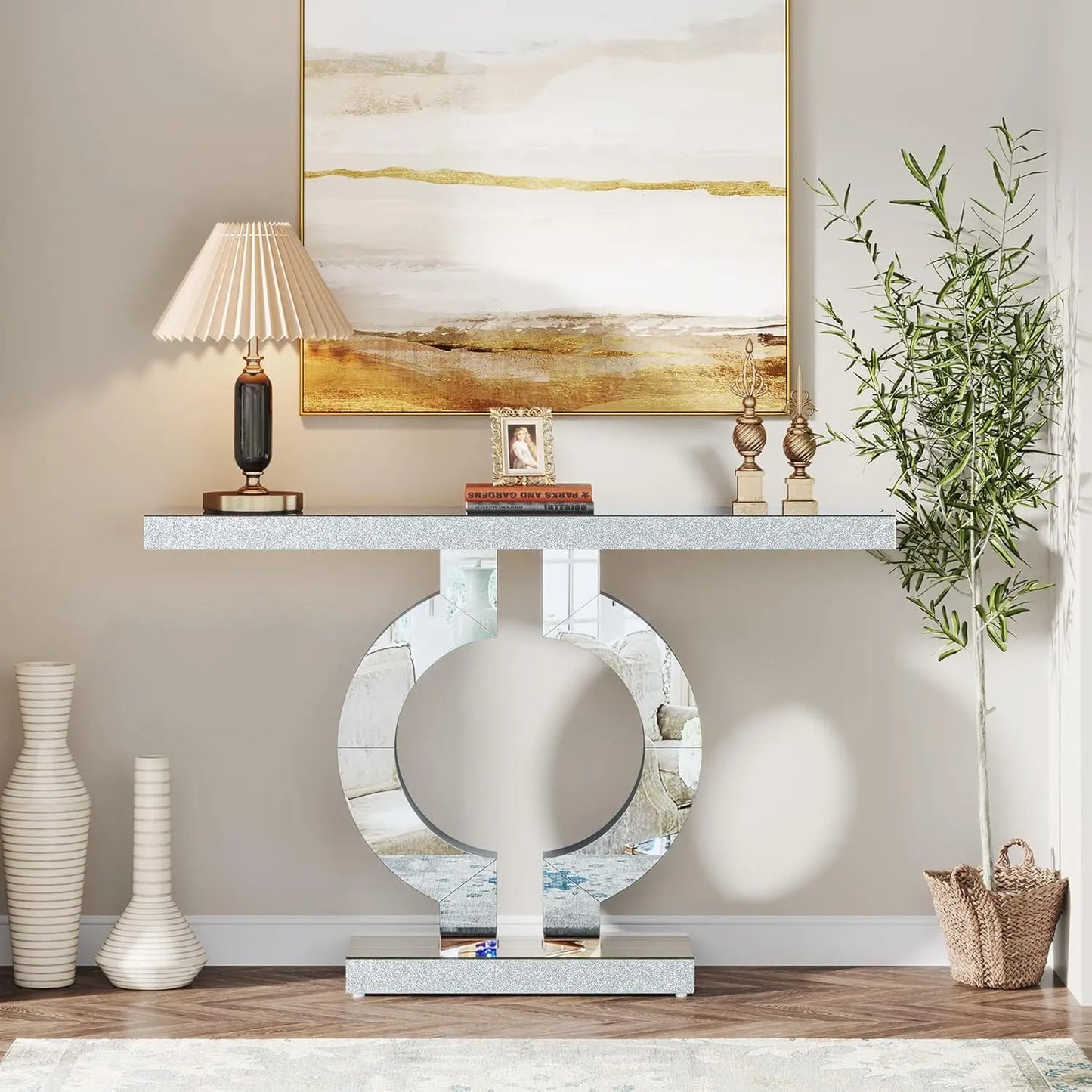 Tribesigns Modern Mirrored Console Entryway Table