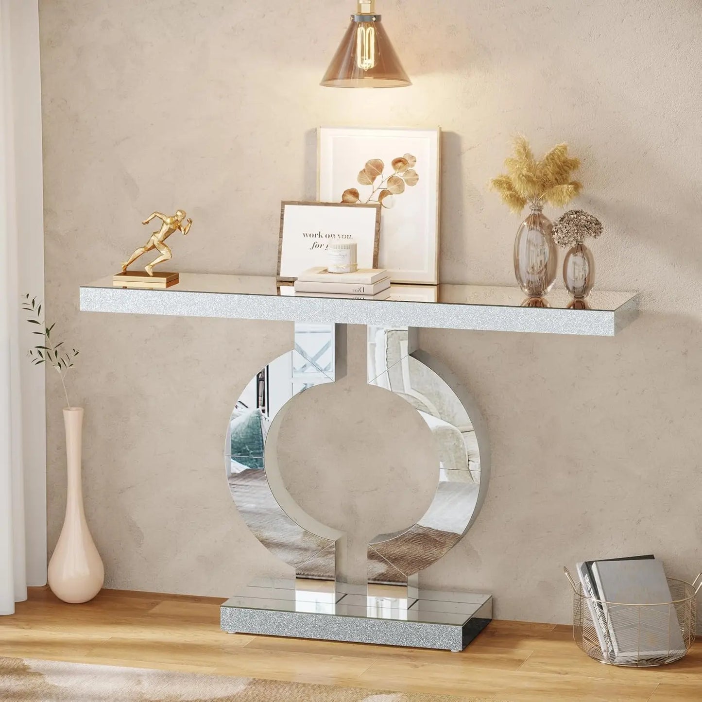 Tribesigns Modern Mirrored Console Entryway Table
