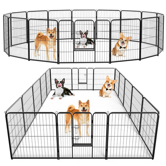 JHK 16 Panel Dog Playpen Metal Fence Indoor Outdoor Use