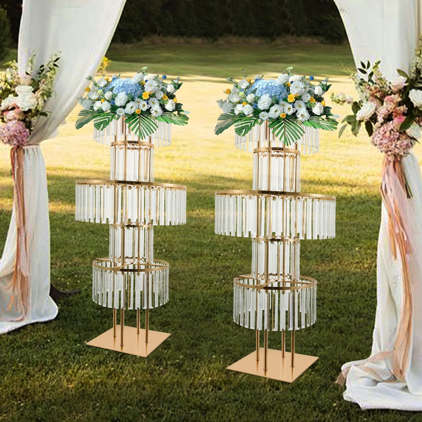 Five-Tier Crystal Flower Stand Wedding Centerpiece Display