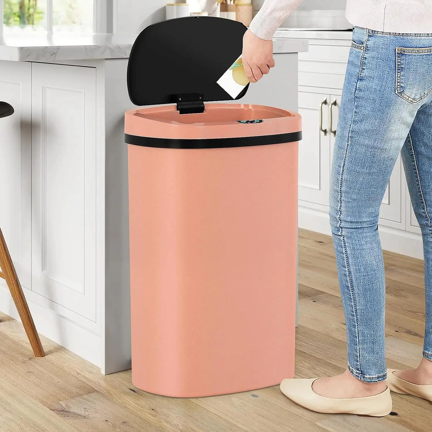 Automatic Motion Sensor Trash Can With Lid Odor Control