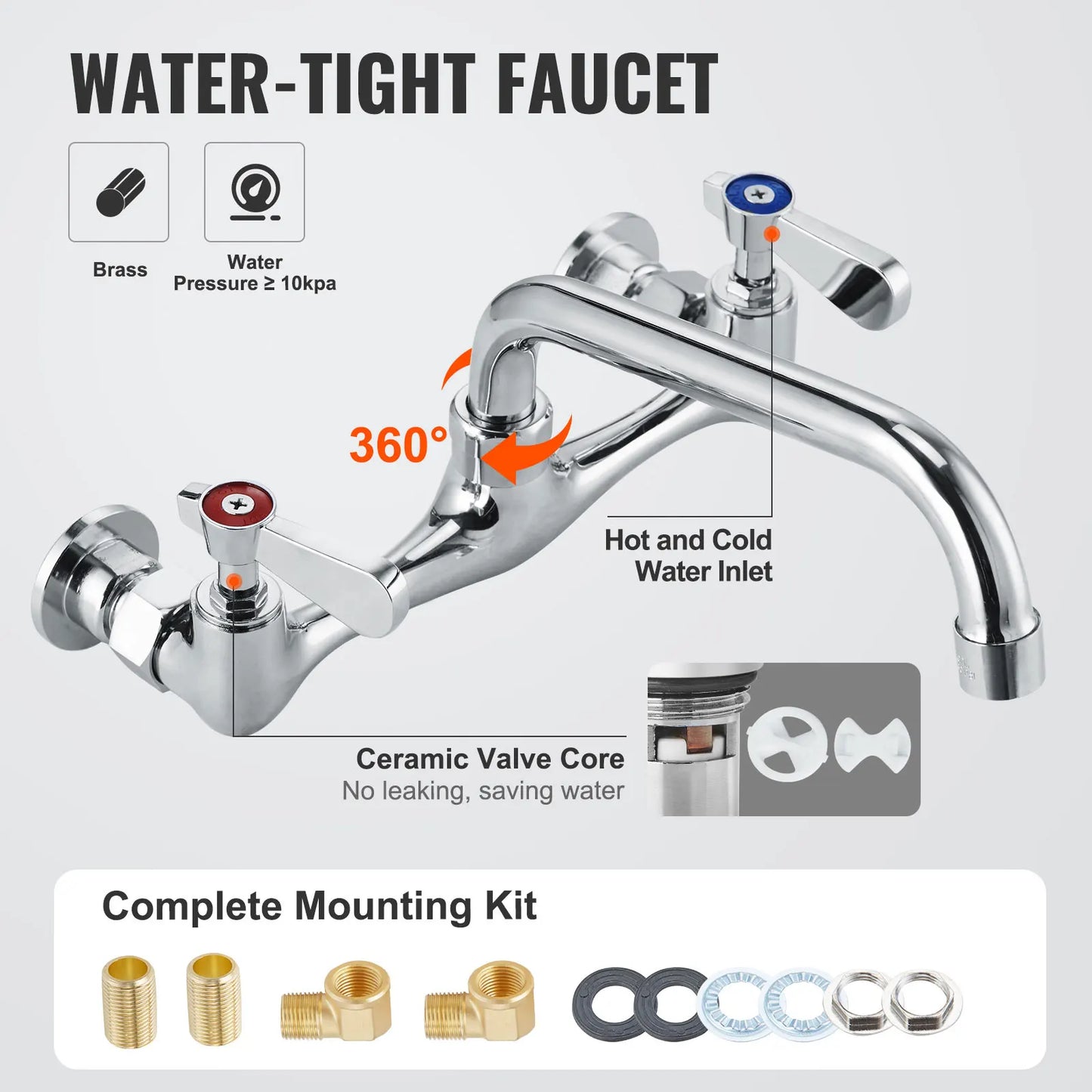 Stainless Steel Kitchen Prep Sink With Faucet Single Bowl