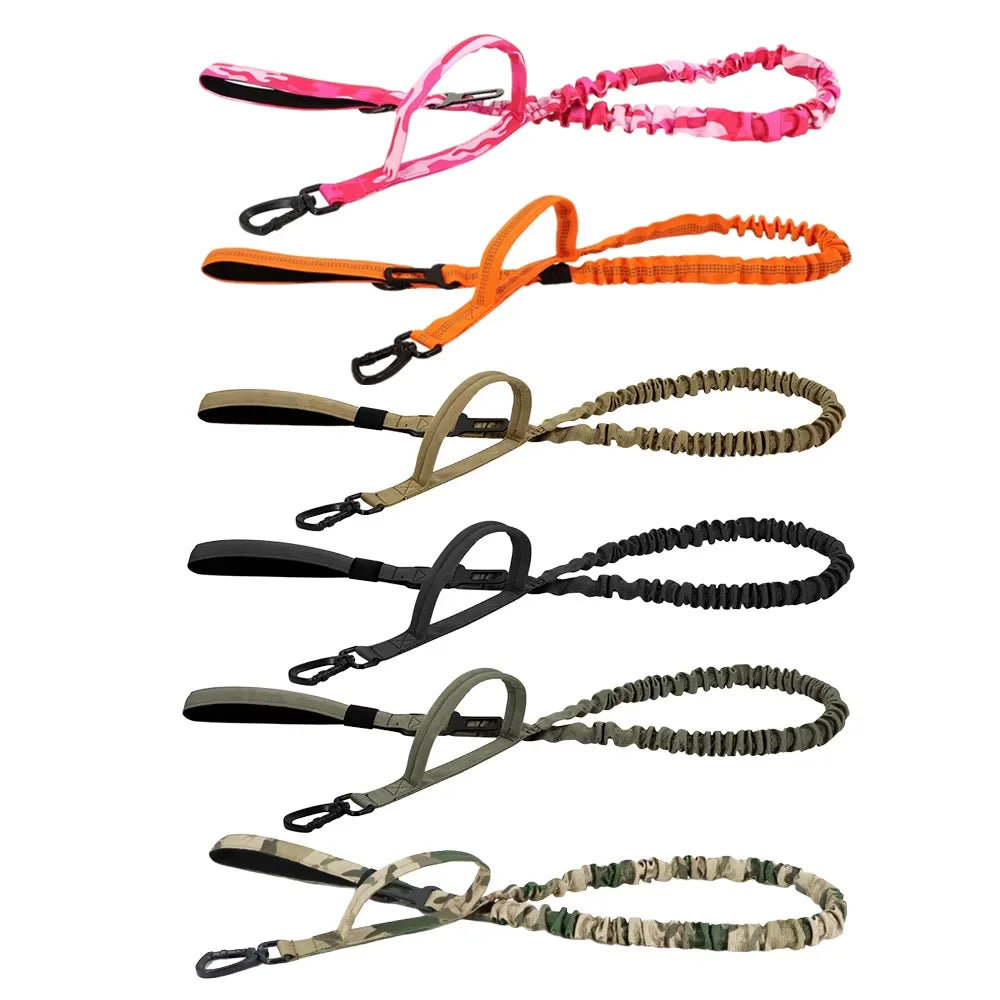 Military Dog Leash With Elastic Rope And Quick Release