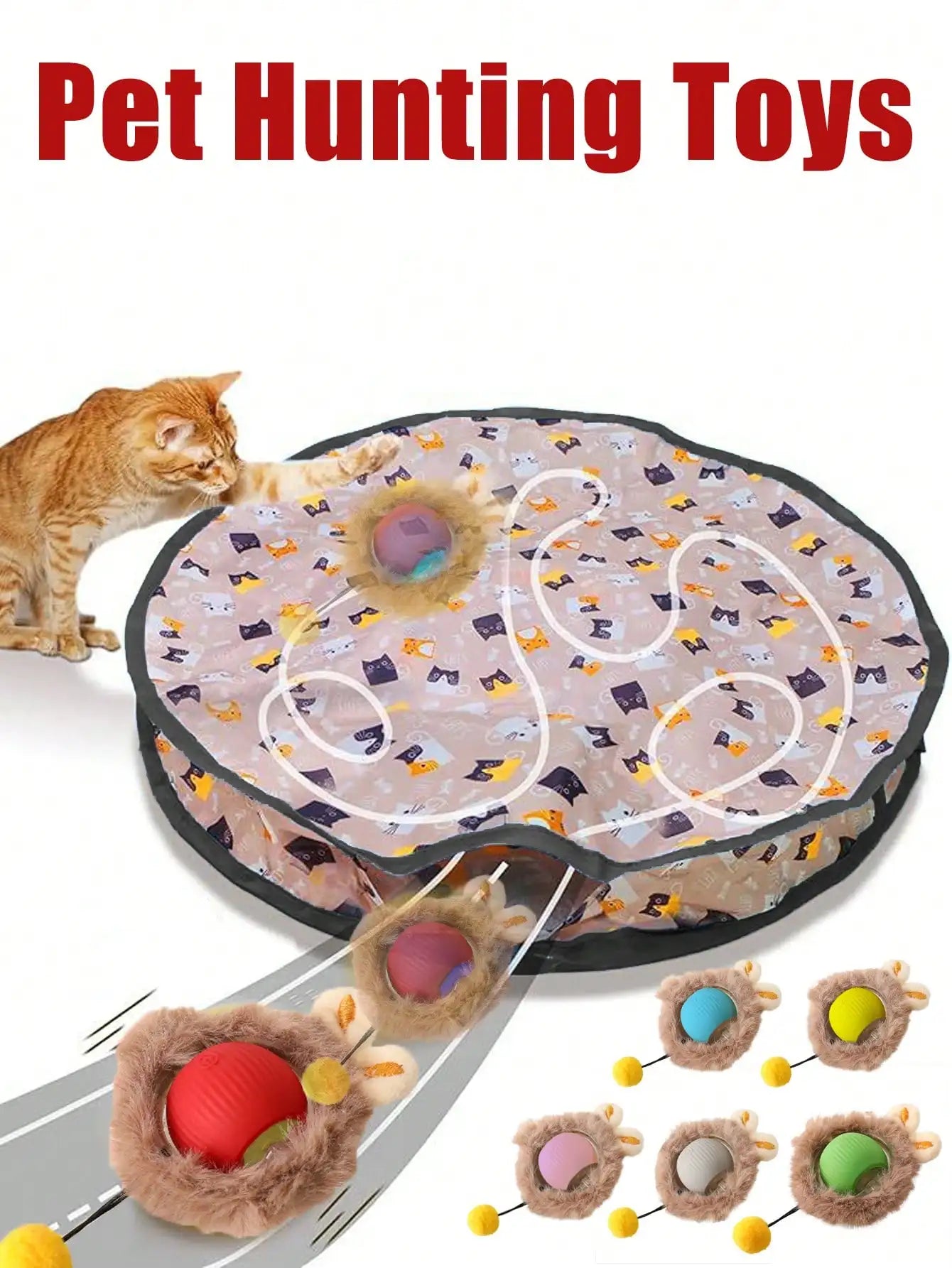 Cat Hunting Toy Set Electric Ball With Lighting USB