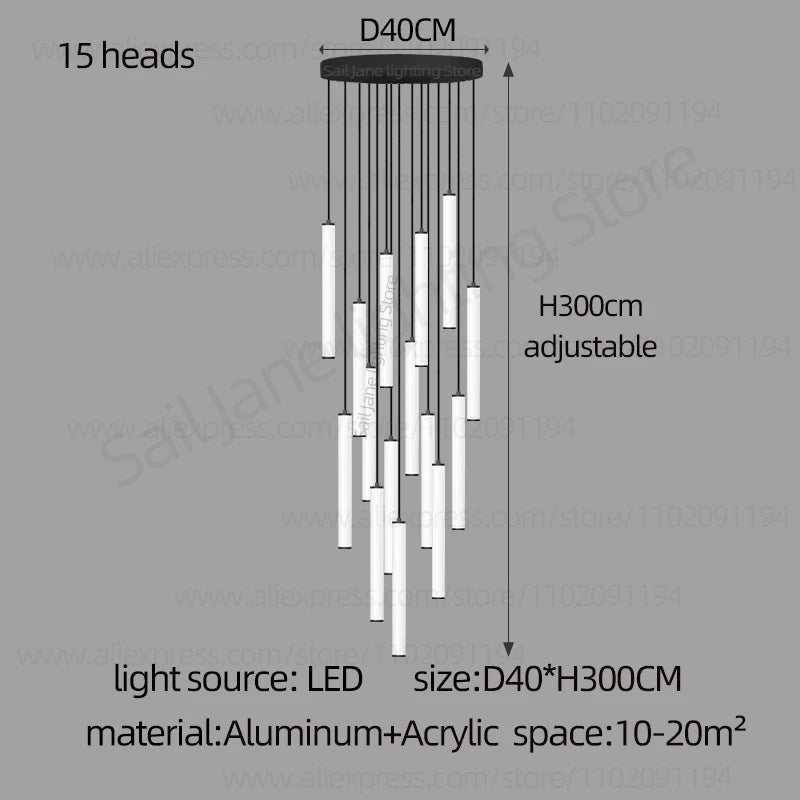 CAMPEGGI LED Long Line Chandelier Staircase Pendant Lamp