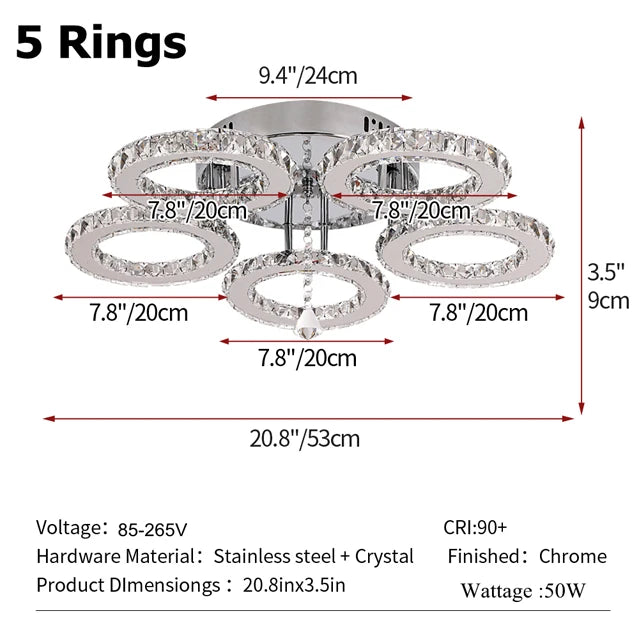 GreeLustr Modern Led Crystal Ceiling Chandelier