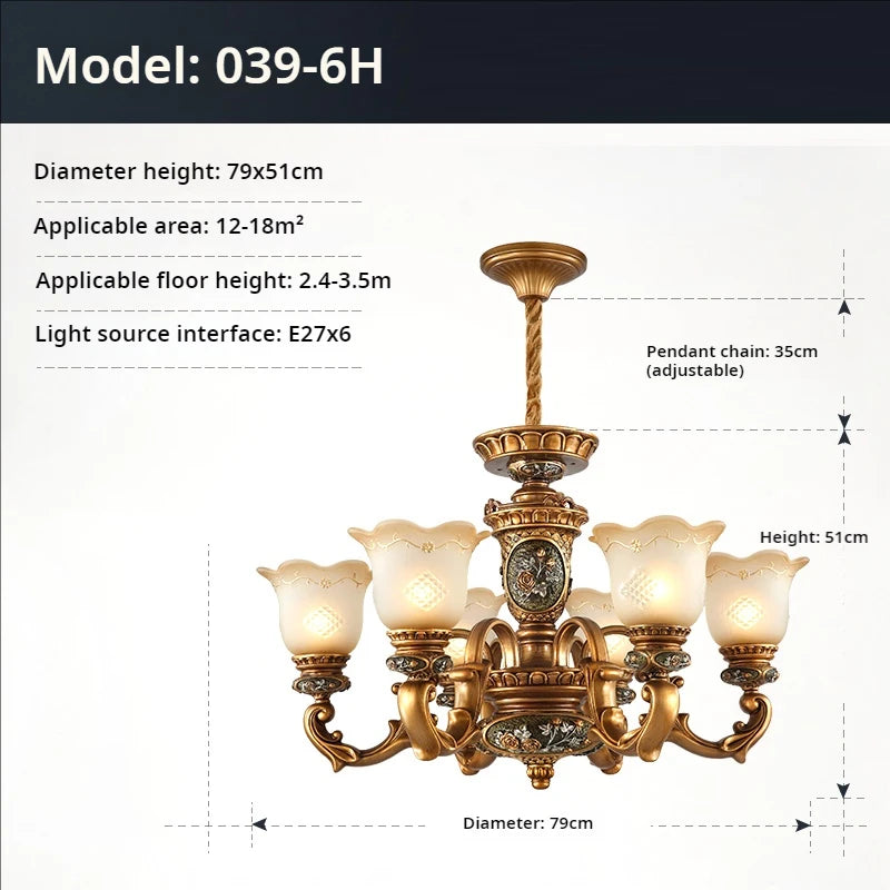 HAILUNBAO European Retro Atmospheric Chandelier Pendant Lamp